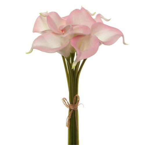 Artificial Calla Lily Mini Bouquet (9 Flowers 35cmST) Real Touch Pink Artificial Flowers Dianna-Lynn Decor