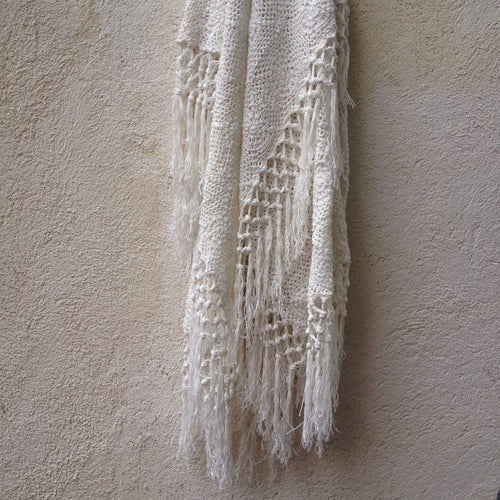 Blanket Crochet Natural White - 200 x 100cm Soft Furnishings Dianna-Lynn Decor
