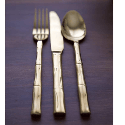 Gold bamboo cutlery - 3 pce set - Knife/Fork/Spoon Serveware Dianna-Lynn Decor