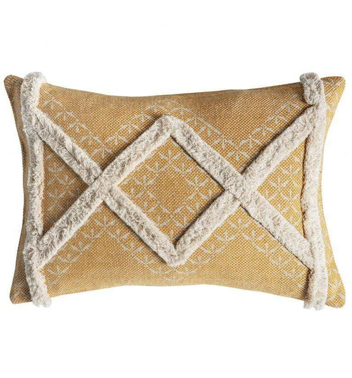Kazaar Hand Embroidered Cushion Ochre Soft Furnishings Dianna-Lynn Decor