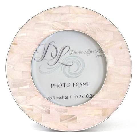 Pink Mother of Pearl Frame with Silver Border 4x4" Photo frame Dianna-Lynn Decor