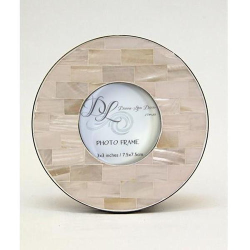 Round Mother of Pearl Frame Pink with Silver Border 3x3 Photo frame Dianna-Lynn Decor