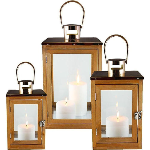 Set of 3 Rose Gold Lanterns 47cmH Lanterns and Candle Holders Dianna-Lynn Decor
