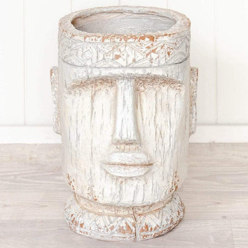 Small Maui Face Planter Pot - Antique White Planters and Vases Dianna-Lynn Decor