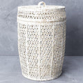 Whitewash Bamboo Laundry Basket with Lid