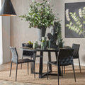 Lei Round Oak Dining Table - Black