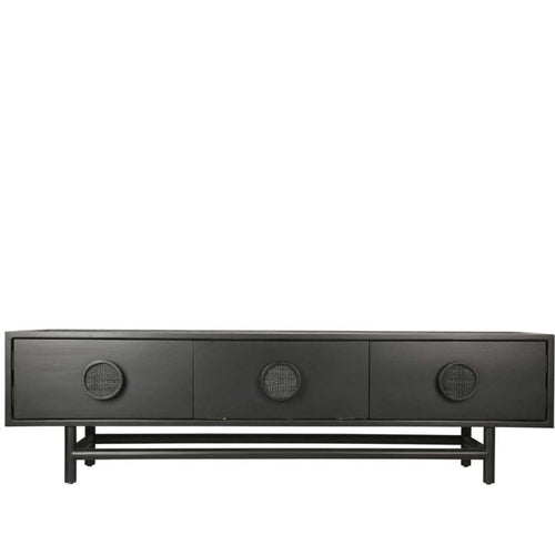 Rondo Entertainment Unit - Black Timber and Rattan | Dianna-Lynn Decor