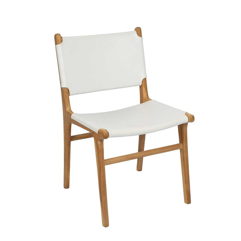 Marvin Teak Dining Chair White Leather