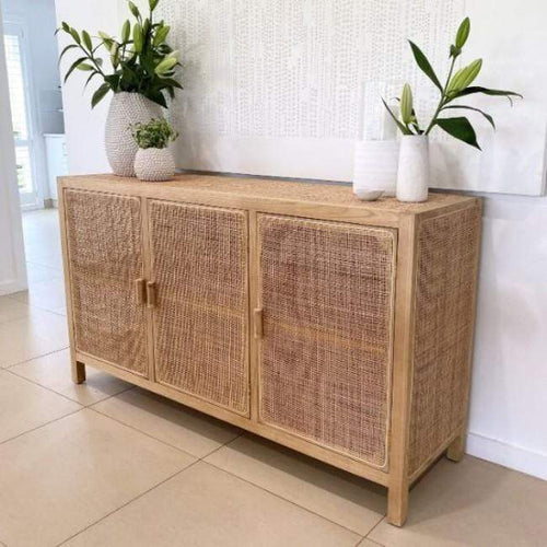 3 Door Sefa Rattan Weave Sideboard - 150cm Cabinets and Consoles Dianna-Lynn Decor