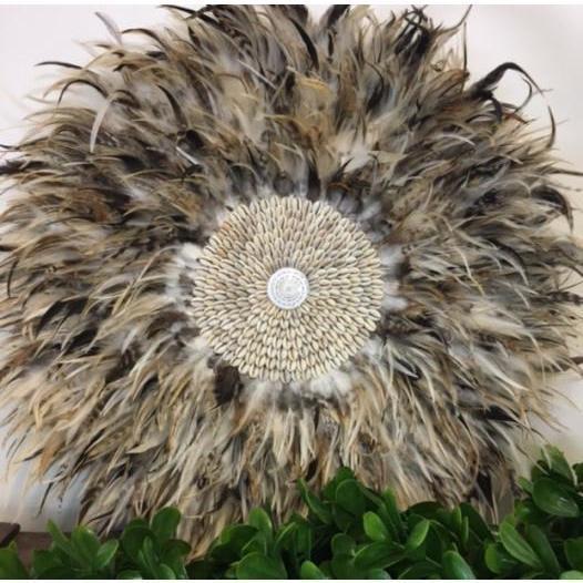 40cm Feather and Shell Wall Art Juju Multi-tone