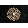 90cm XL Round Feather and Shell Wall Art - Black