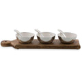 Set of 3 Condiment Bowls on Wooden Serving Board