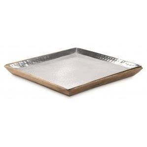 Ari Aluminium and Mango Wood Square Serving Tray with Removable Parts