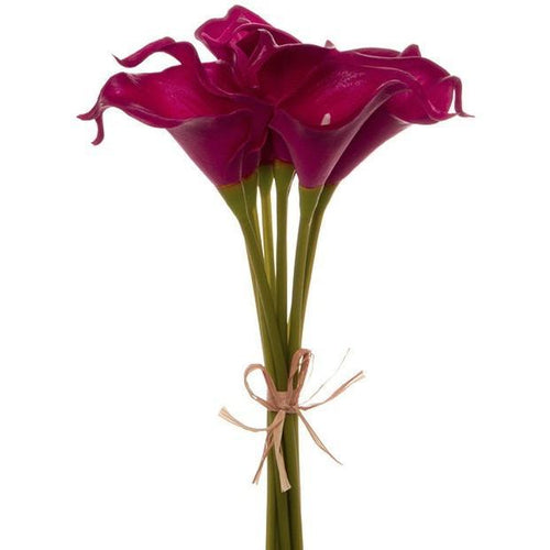 Artificial Calla Lily Mini Bouquet (9 Flowers 35cmST) Real Touch Burgundy Artificial Flowers Dianna-Lynn Decor