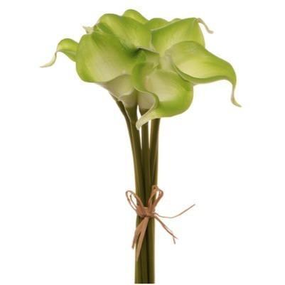 Artificial Calla Lily Mini Bouquet (9 Flowers 35cmST) Real Touch Green Artificial Flowers Dianna-Lynn Decor