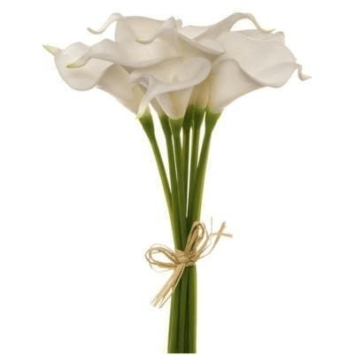 Artificial Calla Lily Mini Bouquet (9 Flowers 35cmST) Real Touch White Artificial Flowers Dianna-Lynn Decor