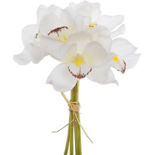 Artificial Cymbidium Orchid Bouquet Cream (33cmH) Real Touch Artificial Flowers and Greenery Dianna-Lynn Decor