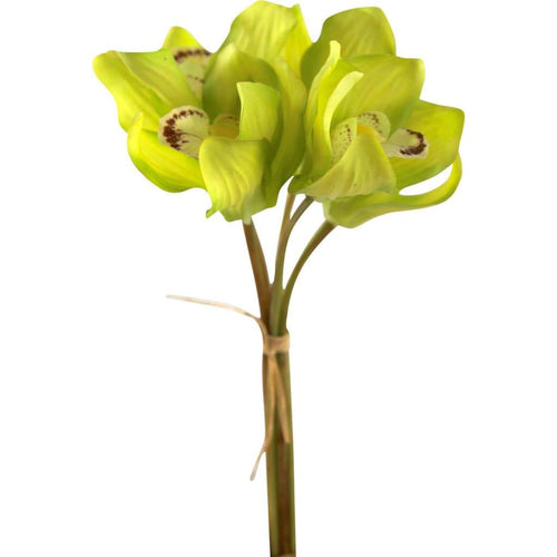 Artificial Cymbidium Orchid Bouquet Green (33cmH) Real Touch Artificial Flowers and Greenery Dianna-Lynn Decor