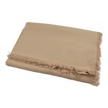 Beige cotton Fringed Tablecloth-160x240cm