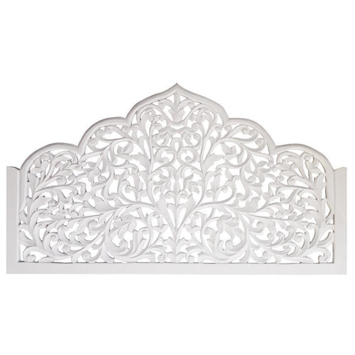 Bohemian Wood Cutout Ornate Bedhead White - King Bedroom Furniture Dianna-Lynn Decor