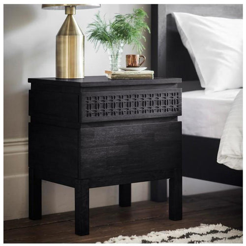 Boho Bedside Drawers - Mat Black Bedroom Furniture Dianna-Lynn Decor