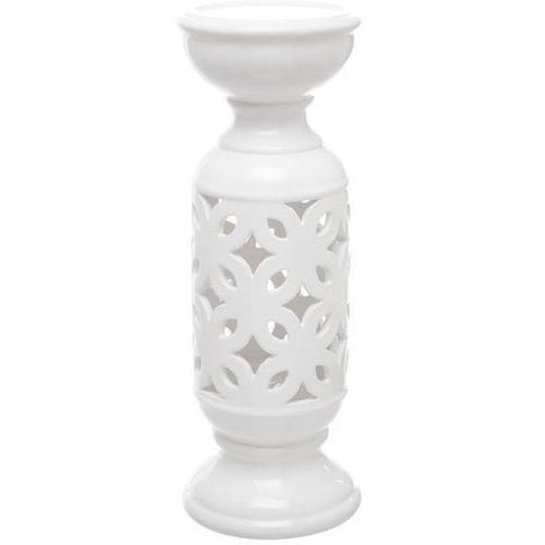 Ceramic Frangipani Candle Holder White Lanterns and Candle Holders Dianna-Lynn Decor
