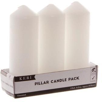 Church Pillar Candle White 3 Pack 3 Pack 48 Hours (5x15cmH) Candles Dianna-Lynn Decor