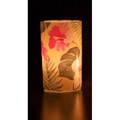 Colourful hibiscus glass votive candle holder (6.3x10.5cmH)