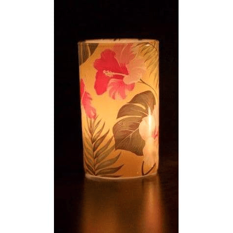 Colourful hibiscus glass votive candle holder (6.3x10.5cmH) Candle Holders and Lanterns Dianna-Lynn Decor