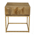 Diamond Faced Timber Side Table with Drawer
