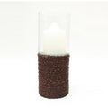 Glass Hurricane Candle Holder - Seagrass 10.5x25cm