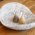Hand Carved Village Bowl White