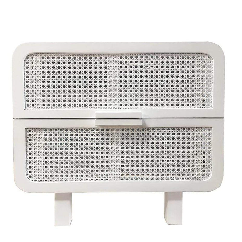 Hayme Rattan Bedside Table - Chalk