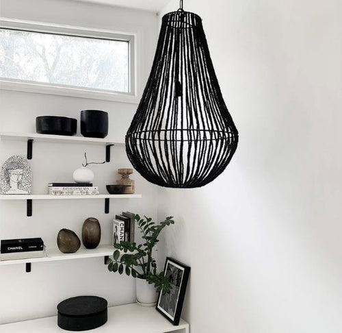 Large Aria Beaded Chandelier - Black Lighting Dianna-Lynn Decor
