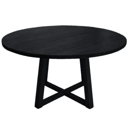 Lei Round Oak Dining Table - Black Dining and Bar Tables Dianna-Lynn Decor