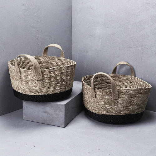Lowline Contrast Basket with Hessian Handles Basketware Dianna-Lynn Decor