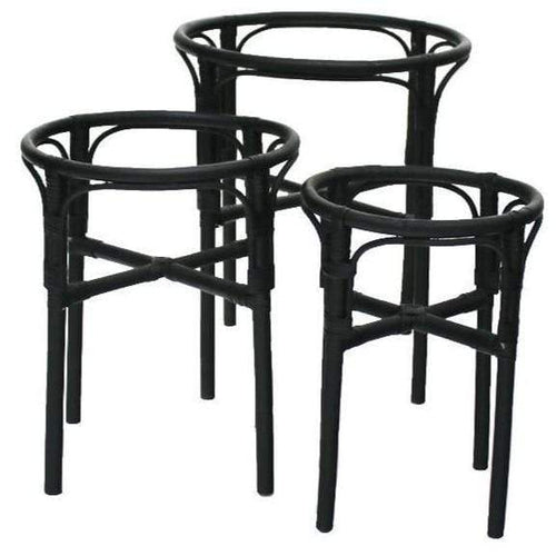 Natural Rattan Cane Plant Stands Set of 3 - BLACK Planters and Vases Dianna-Lynn Decor