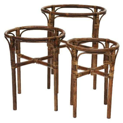 Natural Rattan Cane Plant Stands Set of 3 - HONEY NATURAL Planters and Vases Dianna-Lynn Decor