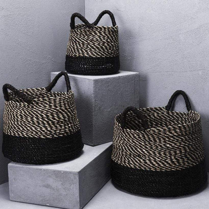 Paolo Black Striped Baskets