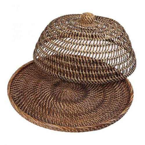 Rattan Food Cover with Tray - Brown Rattan Homewares Dianna-Lynn Decor
