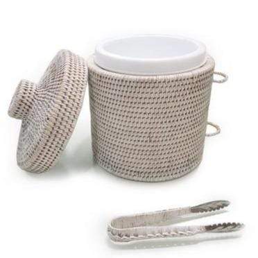 Rattan Ice Bucket Whitewash