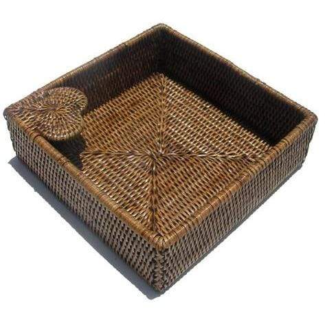 Rattan Napkin Holder Brown Rattan Homewares Dianna-Lynn Decor