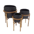 Set of 3 Rattan Planter Baskets Natural