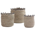 Set of 3 Seagrass Bead Baskets in Natural