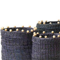 Set of 3 Seagrass Bead Baskets in Navy