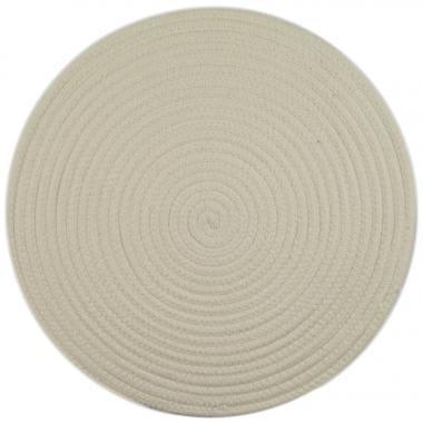 Set of 6, 38cm Round Woven Cotton Placemats-Bleach White Napery Dianna-Lynn Decor