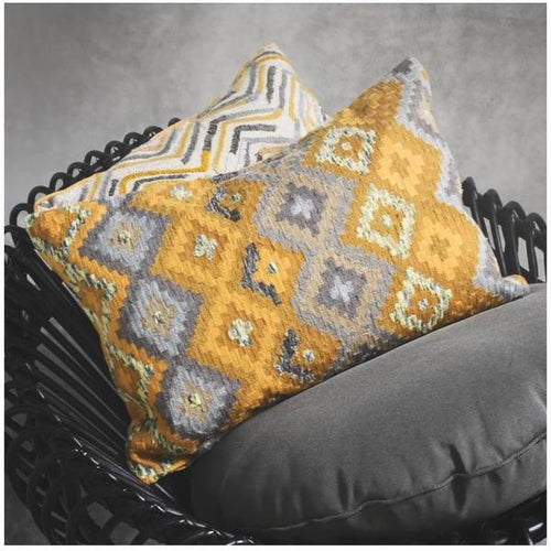 Shiloh Hand Embroidered Cushion Ochre Soft Furnishings Dianna-Lynn Decor