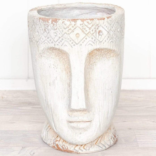 Small Fiti Face Planter Pot - White wash Planters and Vases Dianna-Lynn Decor