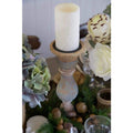 Small Washed Mango Wood Pillar Candle Holder
