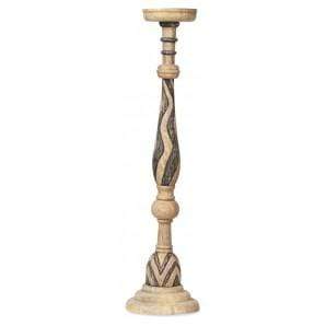 Tribal Mango Wood Candlestick - Medium